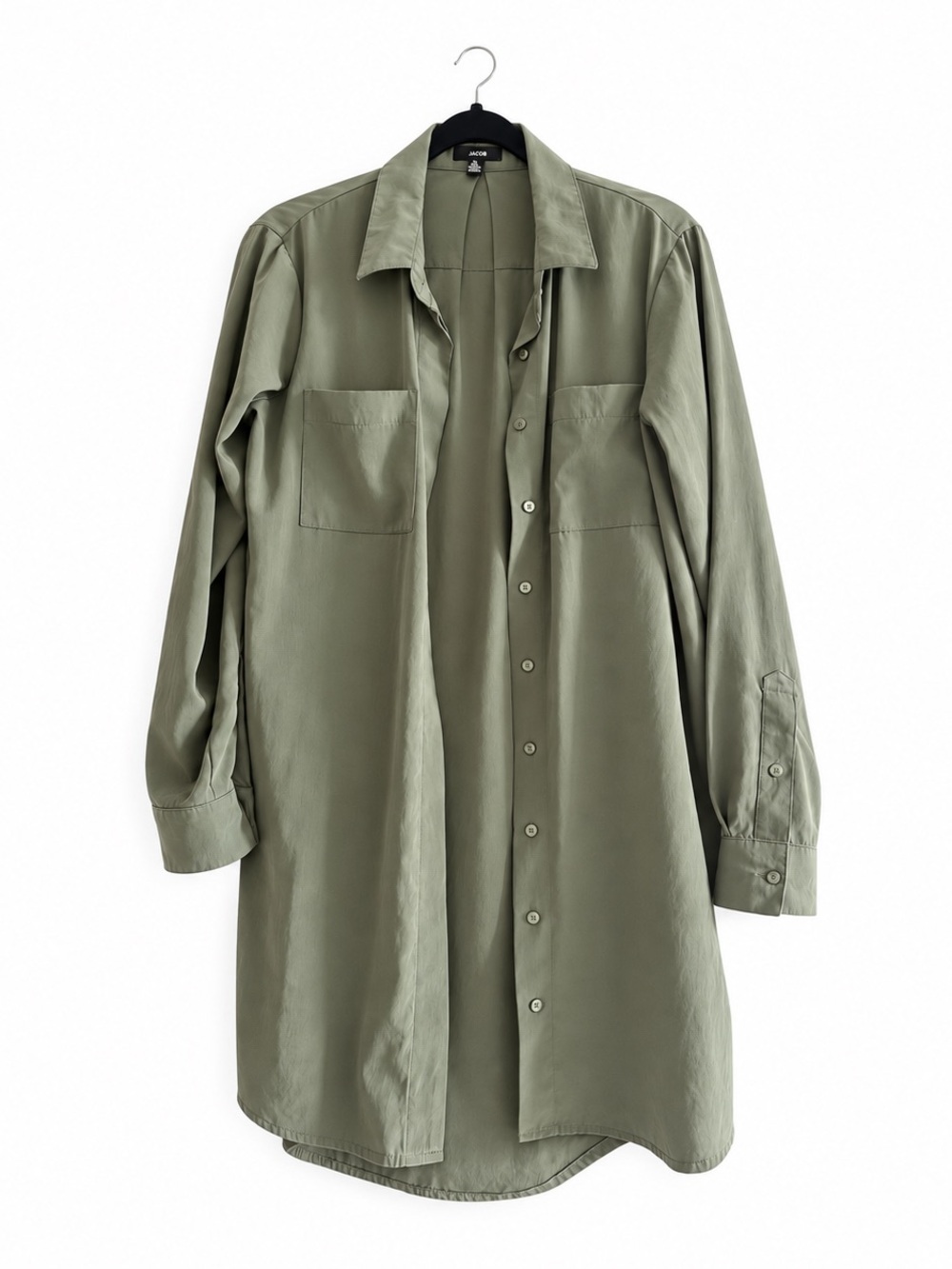 JACOB Y2K Olive Green Oversized Button-Down Shirt Dress